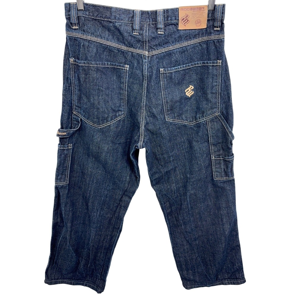 VTG‎ Rocawear Mens 36 x 30 Dark Wash Baggy Carpenter Jeans Hip Hop Style Skater
